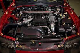 The styling of the original supr. Dress Up Bolts Titanium Hardware Engine Bay Kit Toyota Supra Mkiv