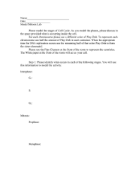 Some lines will have more than one answer, and the stages can be used more than once or not at all. Meiosis Review