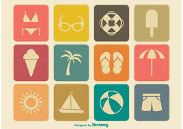 Vintage Summer Icon Set Download Free Vector Art Stock Graphics Images Vector Art Design Vector Art Vintage Summer