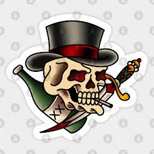 Perfect for leather jackets and leather vests. Traditional Vices Skull Tattoo Aufkleber Teepublic De