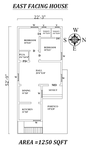 22 3 X52 9 The Perfect 2bhk East Facing House Plan As Per Vastu Shastra Autocad Dwg And Pdf File Budget House Plans House Floor Design Little House Plans