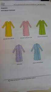 Selain itu, ia juga termasuk baju kebaya, celana, kain sarung, samping pakaian resmi untuk perempuan dewasa adalah baju melayu kebaya laboh dan baju kurung cekak musang. Buku Nota Panduan Menjahit Pakaian Tradisional Wanita Shopee Malaysia