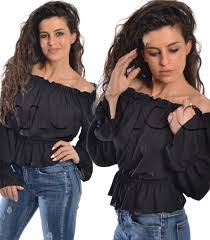 Prezzo di listino €59.00 prezzo scontato €47.00. Camicia Donna Scollo Barca Arricciato My Vida