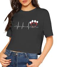 Paw Print Heartbeat Navel Shirt Crop Top For Women At Amazon