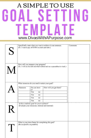 Simple Setting Goals Template Divas With A Purpose Goals Template Goal Setting Template Goal Setting Worksheet