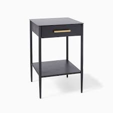 Subtly placed usb/electrical outlets meld vintage. Metalwork Nightstand