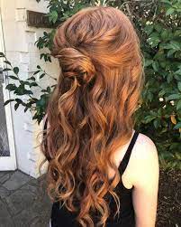 Auburn Rose Bun Half Up Half Down Hair Prom Down Hairstyles Prom Hair Medium