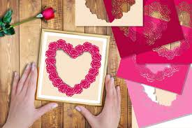 Download 3d Valentine Roses Flowers Heart Frame Svg Clipart Cutfiles By Mandala Creator Thehungryjpeg Com
