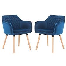 Set Of 2 Velvet Accent Chairs Modern Fabric Shell Armchair With Wood Legs For Livin Yetech Kitchen Blue Velvet Armchair Fabric Accent Chair Accent Side Chair