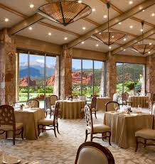 The tables, reproductions of the originals. Fine Dining In Colorado Springs Garden Of The Gods Resort Club