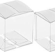 Clear Gift Boxes 3" x 3" x 3" - 50 Pack, Clear PVC Plastic Boxes Transparent Packing Box Favor Square Boxes for Thanksgiving, Christmas, Wedding, ...