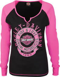 Black And Pink Shirt Womens Harley Davidson Shirt Longsleeve Women S Black Pink Harley Apparel Harley Davidson Clothing Harley Davidson Shirt