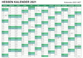 Kalender der jahre 2021 · 2022. Kalender 2021 Hessen