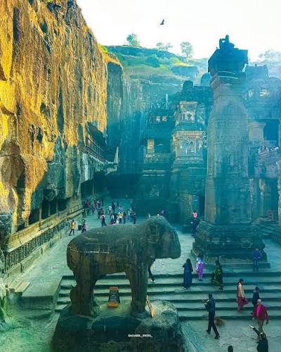 sagarr._patil_ Shares World Heritage side KAILAS TEMPLE...🚩 The Ellora Caves are a UNESCO World Heritage Site in Sambhajinagar, Maharashtra, featuring a complex of 34 rock-cut caves that showcase Hindu, Buddhist, art and