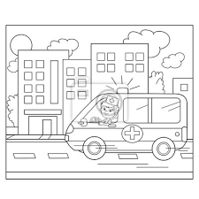 Malvorlage Umrisse Von Karikatur Arzt Mit Krankenwagen Fototapete Fototapeten Medicals Erste Hilfe Kit Verband Myloview De