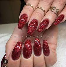 Pin By Tish On Nails Red Nails Glitter Valentines Nails Acrylic Nails Coffin Glitter