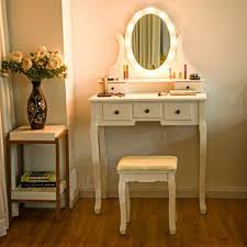 Charlton Home Oldfield 5 Drawer Makeup Vanity Set With Mirror Wayfair In 2020 Dressing Table With Stool Drawer Lights Bedroom Vanity