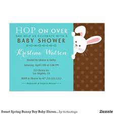 Sweet Spring Bunny Boy Baby Shower Invitation Zazzle Com Baby Shower Invitations For Boys Baby Boy Shower Spring Bunny