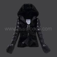 Black Rabbit Fur Hooded Short Moncler Jacket For Women With Fur Front Miss Coco Jackets For Women Jackets Moncler Jacket