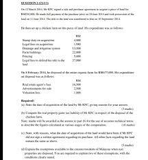 Any person whom the land administrator knows or has reason to be believe to be interested in the land. Question 2 Clo 1 On 12 March 2014 Mr Kfc Signed A Chegg Com
