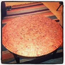 Penny Table That I Did On A 5 Thrift Store Small Coffee Table Penny Coffee Tables Penny Table Coffee Table