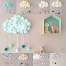 This chalkboard and calendar is perfect for craft room walls so you can make a plan while working and draw out ideas, too. 35 Creative Brings Handmade Clouds Into Homes For Winter Homeridian Com Crafts Baby Room Decor Pom Pom Crafts