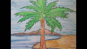 Most palms have a straight, unbranched trunk, but there are rare exceptions. How To Draw A Landscape Scenery Of Coconut Palm Tree And Sea Beach Easily Palm Tree Colouring Youtube