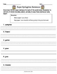 Springtime Super Sentence Writing Sentence Writing Sentences Student Encouragement