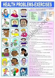 Another fun game for reviewing symptoms, illnesses, and injuries/. Health Problems Exercises Esl Worksheet By Katiana