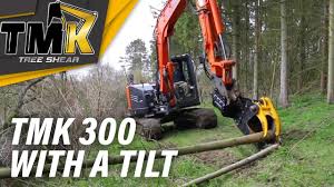 Tmk Tree Shear 8 Ton Hitachi With Tmk Tree Shear With Tilting Option Youtube