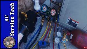 Hvac Nitrogen Pressure Test Procedure For A C Units The Oil Blowout Vacuum Pump Setup Youtube