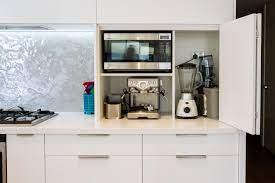 Appliance Pantry Bi Fold Doors White Modern Kitchen Www Thekitchendesigncentre Interior Kitchen Small Cool Kitchen Appliances Small Kitchen Cabinet Storage