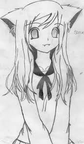 A good guide for drawing anime eyes is to draw a horizontal line through the middle of the head as shown in the above example and to draw the eyes below that. Orasnap Anime Girl Drawing With Cat Ears