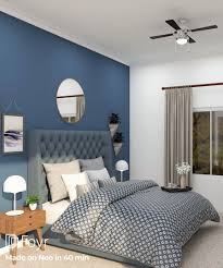 Wrapping up your mcm bedroom. Modern Mid Century Blue Bedroom Foyr Neo Blue Accent Walls Mid Century Modern Interiors Mid Century Modern Bedroom
