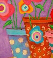 Art sculptures can be classified as everything from folk art to fine art. Modern Folk Art Flowers In Pots Original Painting J Blake Modern Folk Art Folk Art Flowers Flower Art