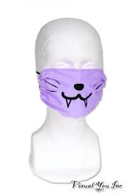 Kitty Face Mask With Fangs More Colors Made In Usa Etsy Dust Mask Mouth Mask Fashion Skin Moles