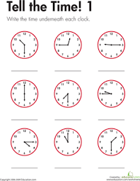Tell The Time 1 Worksheet Education Com Time Worksheets Clock Worksheets Learn To Tell Time