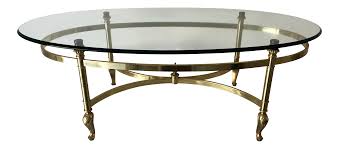 Yaheetech round oval glass top coffee table center table sofa side cocktail tables for living room stainless steel legs clear. Oval Glass And Brass Coffee Table