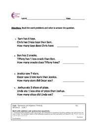 Develop logic by word problems sheets. 1 Oa 7 Word Problems First Grade Common Core Worksheets Tpt
