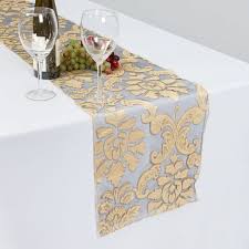 14 X 108 In Baroque Sheer Table Runner Gold Gold Table Runners Table Runners Table Overlays