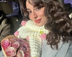 Handmade Rose Scarf, Rosalinda Scarf, Chunky Scarf, Wool Blended Scarf,  Cream Scarf