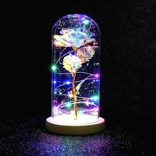 Galaxy Rose Beauty And The Best Forever Rose Glass Dome With Led Lights Light Up Rainbow Rose For Valentines D Led Lights Wedding Enchanted Rose Forever Rose