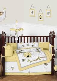 Yellow And Gray Honey Bee Baby Bedding 9 Piece Unisex Nursery Crib Set Baby Bedding Sets Baby Room Themes Baby Bed