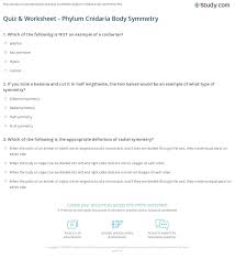 Quiz Worksheet Phylum Cnidaria Body Symmetry Study Com