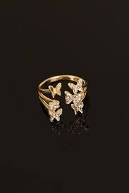 Zirkon Tasli Gold Metal Kelebek Bayan Yuzuk Zarif Tarziniz Icin Zirkon Tasli Gold Metal Kelebek Bayan Yuzuk Modeli Harika Bir Tercih O Yuzuk Kelebekler Metal