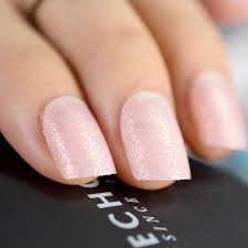 light pink glitter false nails short