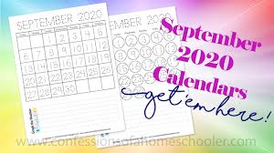 See more ideas about 2020 calendar template, calendar printables, printable calendar template. September 2020 Printable Calendar Confessions Of A Homeschooler