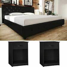 Check spelling or type a new query. 3 Piece King Size Bedroom Set Leather Bed 2 Nightstands Modern Black Furniture N Ebay