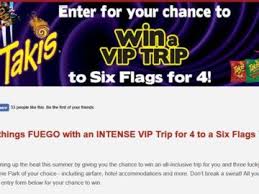 Six Flags Takis Flyaway Sweepstakes Sweepstakes Six Flags Trip
