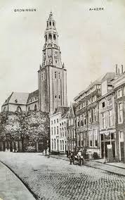 Hele Vreemde Afbeelding Rechtsvoor Is Een Foto Terwijl De A Kerk En De Bomen Getekend Lijken Te Zijn De Kaart Is Afgestempeld Op 4 S Groningen Stad Nederland